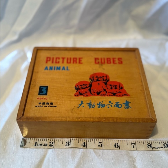 Vintage Animal Picture Cubes Wooden Set - Picture 2 of 7
